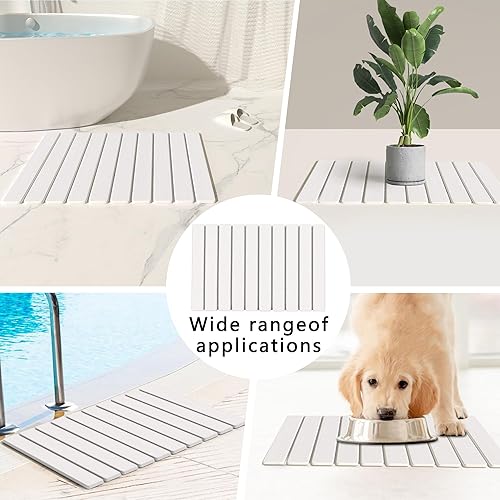 Miniatura 7 de Alfombra de baño plegable de piedra de 23.6 x 15.4 in Alfombra de baño de tierra de diatomeas de secado rápido con base antideslizante de PVC