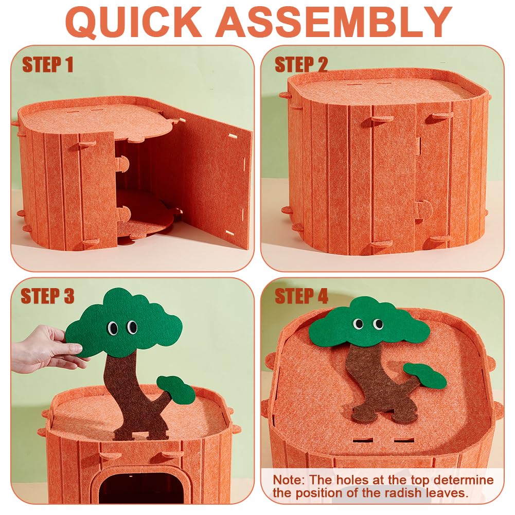 nbeads Rattenbett Hütte, Filzkaninchenversteck Filz Hasenbett Im Baumstumpf Design Meerschweinchenversteck Und Bett Kleintierversteck Kaninchenhütte Für Frettchen Chinchillas Und Igel, 13x13x10cm