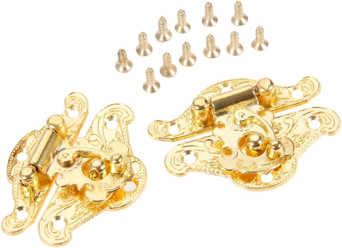 Chinese Antique Box Buckle,Antique Lock Buckle.2Pcs Antique Gold Box Latch Hasps Lock Catch Latches Furniture Hardware for Jewelry Box Suitcase Buckle Clip Clasp 3849mm