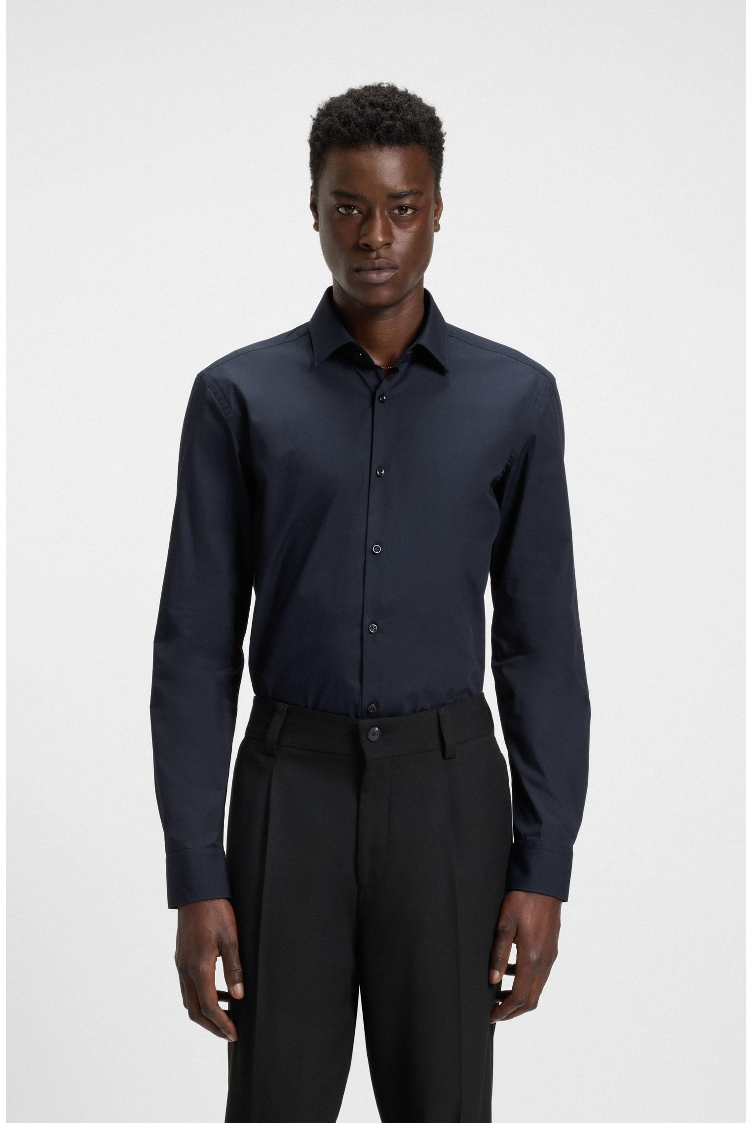 Hugo Langarmhemd Kenno Slim-Fit Hemd aus bügelleichter Baumwoll-Popeline – Bild 4
