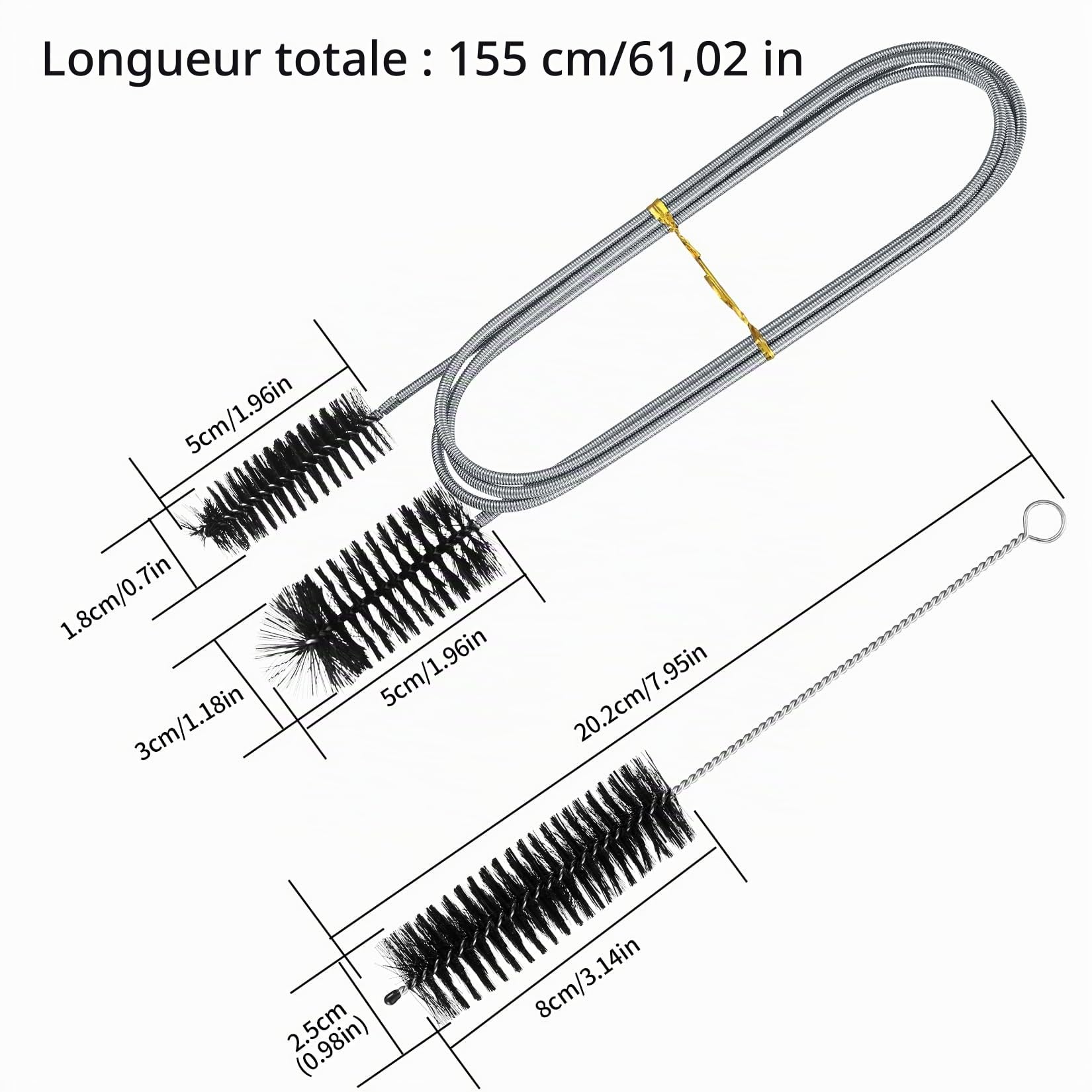 4 Pièces Brosse de Nettoyage pour Aquarium (2 x Brosse à Tuyau à Double Extrémité, 2 x Brosses à Tête Unique), Brosses pour Tuyau d'eau filtrante Aquarium pour Cuisine Maison