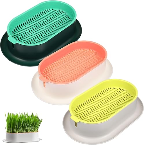 Cabilock Kit de cultivo de hierba para gatos, kit de jardín de ventana, caja de hierba hidropónica para gatos, bandeja para brotes de hierba de