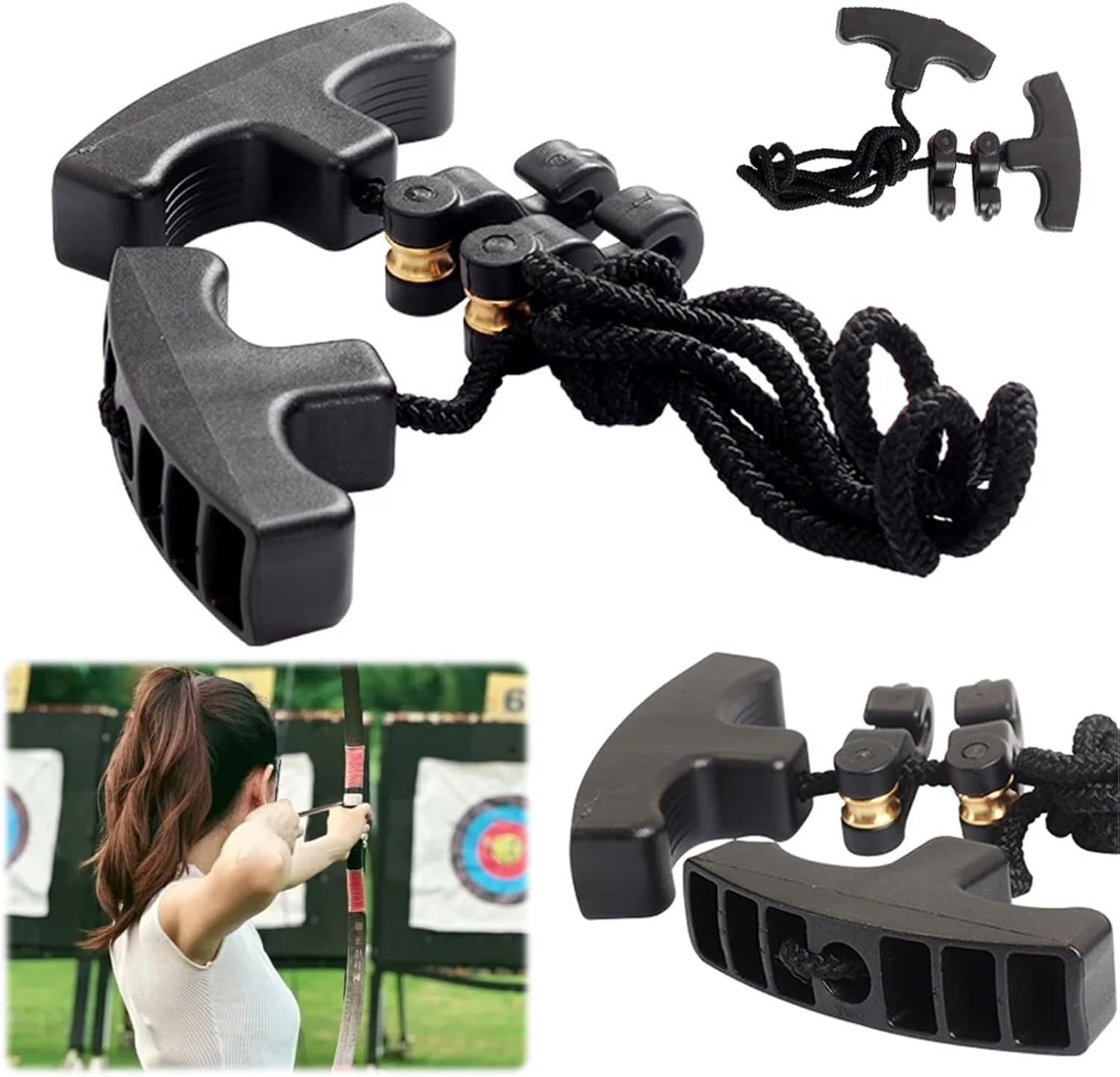 Crossbow Cocking Rope 2/4/8pcs Crossbows Cocking Device Double Handle Strings Tool Heavy Duty Braided Rope Cocker Hunting Accessories