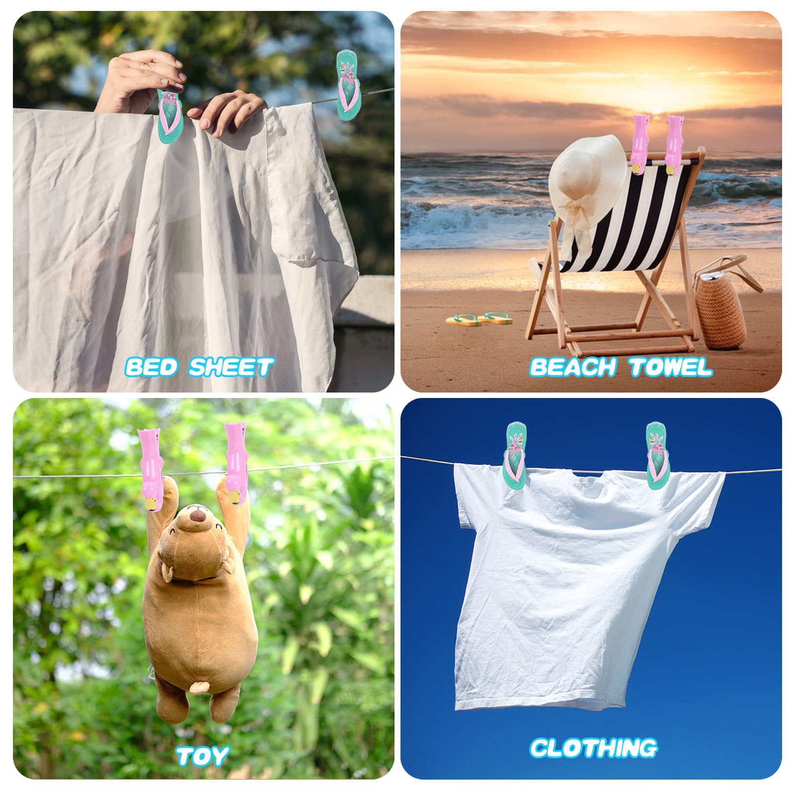 Strandtuch-Clips Muschel-Design – 4 Stück, Große Kunststoff-Klammern, Für Handtücher Am Strand Oder Pool