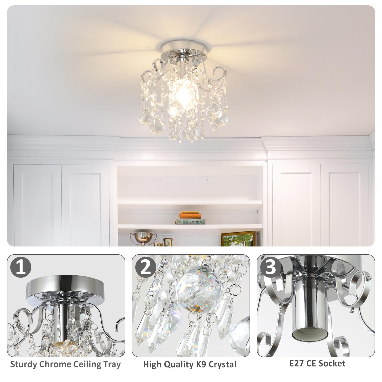 Rayofly Ceiling Lights Living Room, Modern Crystal Chandeliers Ceiling Light - Image 4