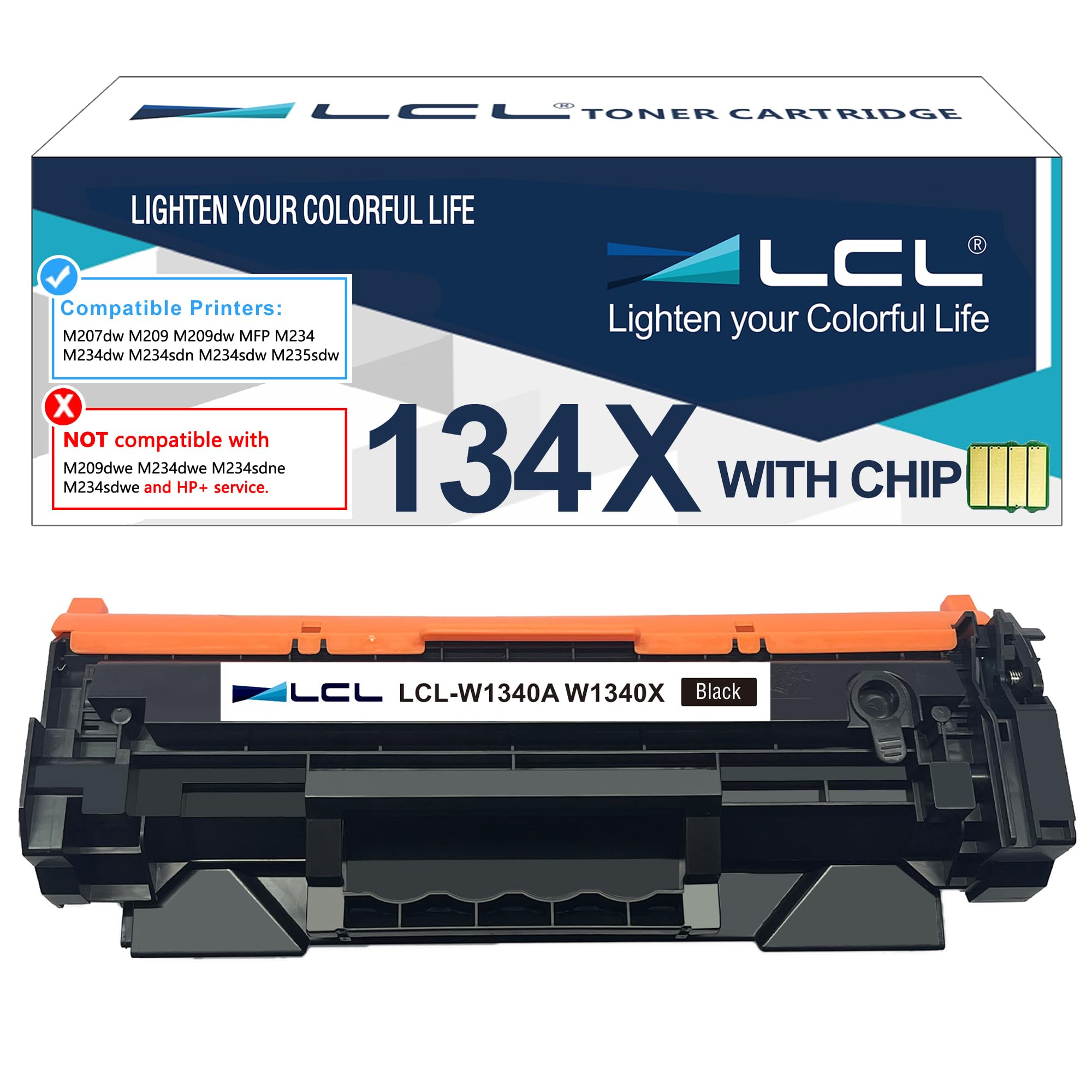 LCL 134X W1340X Black Toner Cartridge with Chip Replacement for HP 134X 134A W1340X W1340A Toner Cartridge for HP LaserJet M207dw M209 M209dw MFP M234