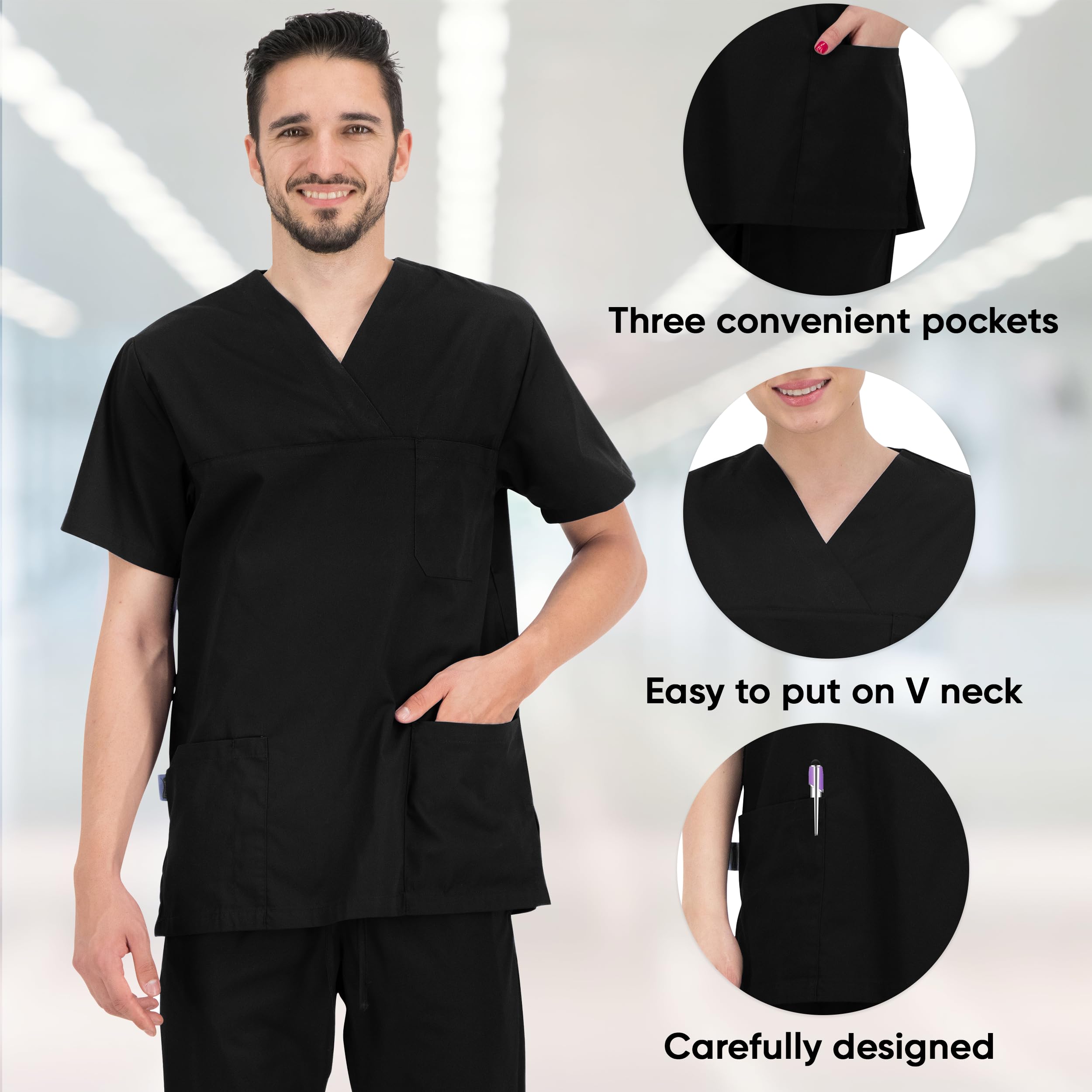B-well ANGEL Unisex Casaca Sanitaria Cuello V Manga Corta Uniforme