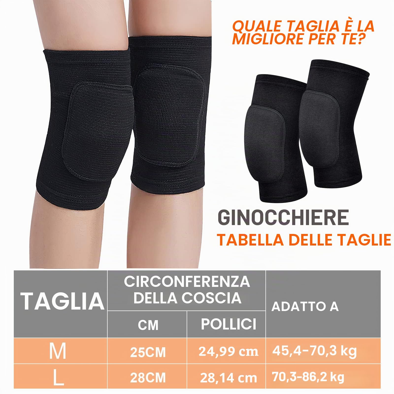 Ginocchiere morbide per ballerini,ginocchiere, Anticollisione Ginocchiera Spessa Spugna,per usopallavolo, ginocchiere, ginocchiere per yoga, ginocchiere, Basket(M)
