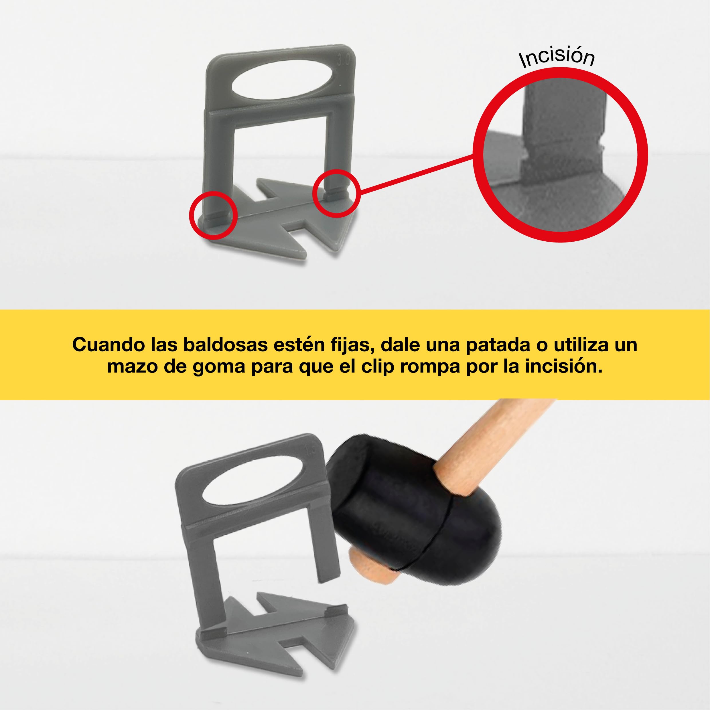 Clips de Nivellement Carrelage 3 mm, 1000 pcs, Sol & Mur