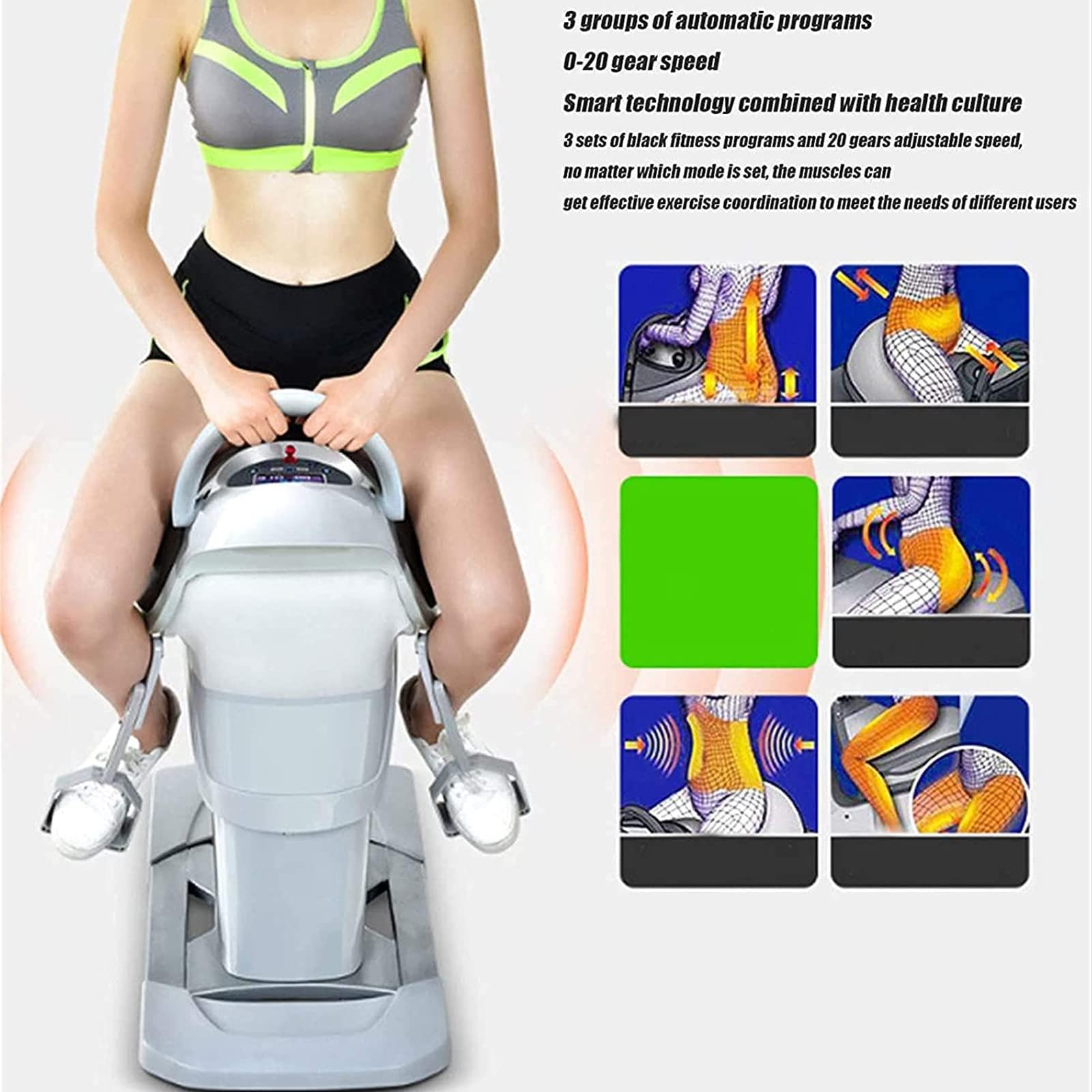 Intsupermai Electric Horse Riding Machine, Indoor Abdominal Trainers, Fitness Equipment, Black