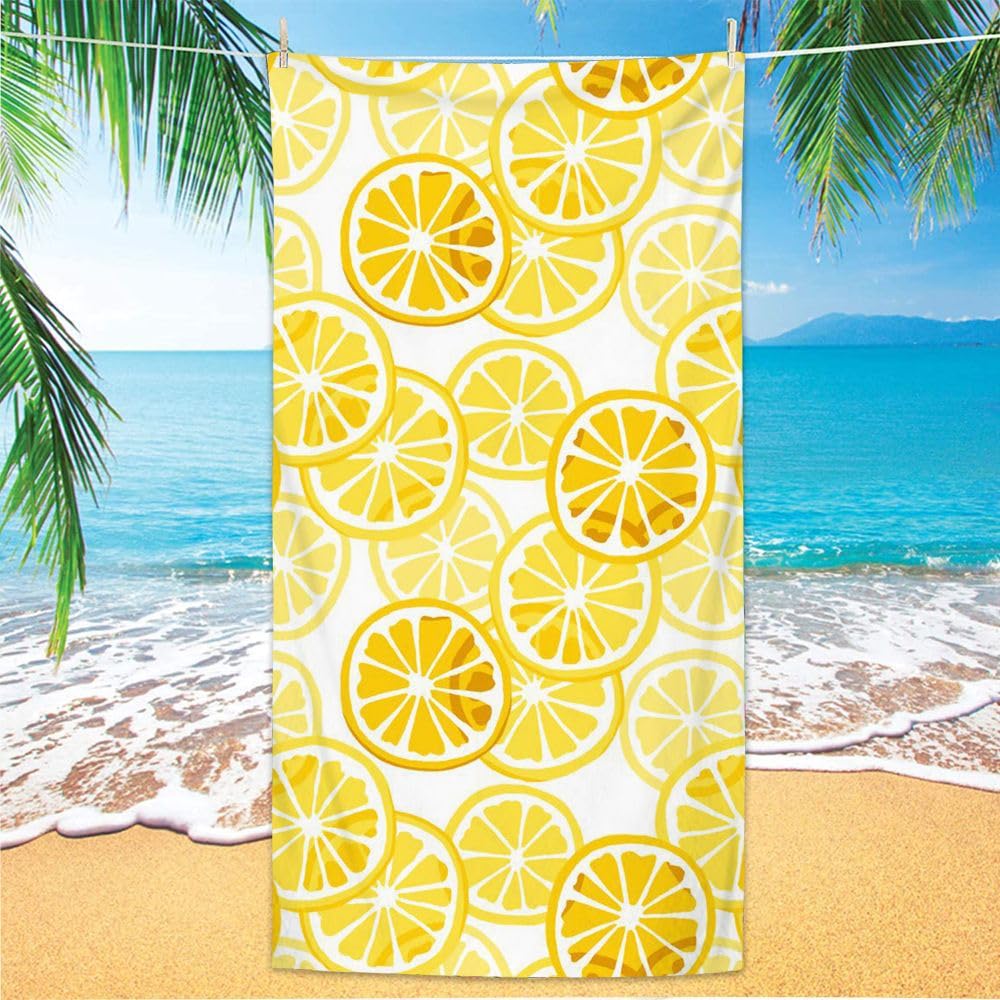 Telo mare giallo limone grande asciugamano in microfibra per adulti e bambini, morbido e assorbente, ideale per viaggi, sport, palestra, 80 x 160 cm