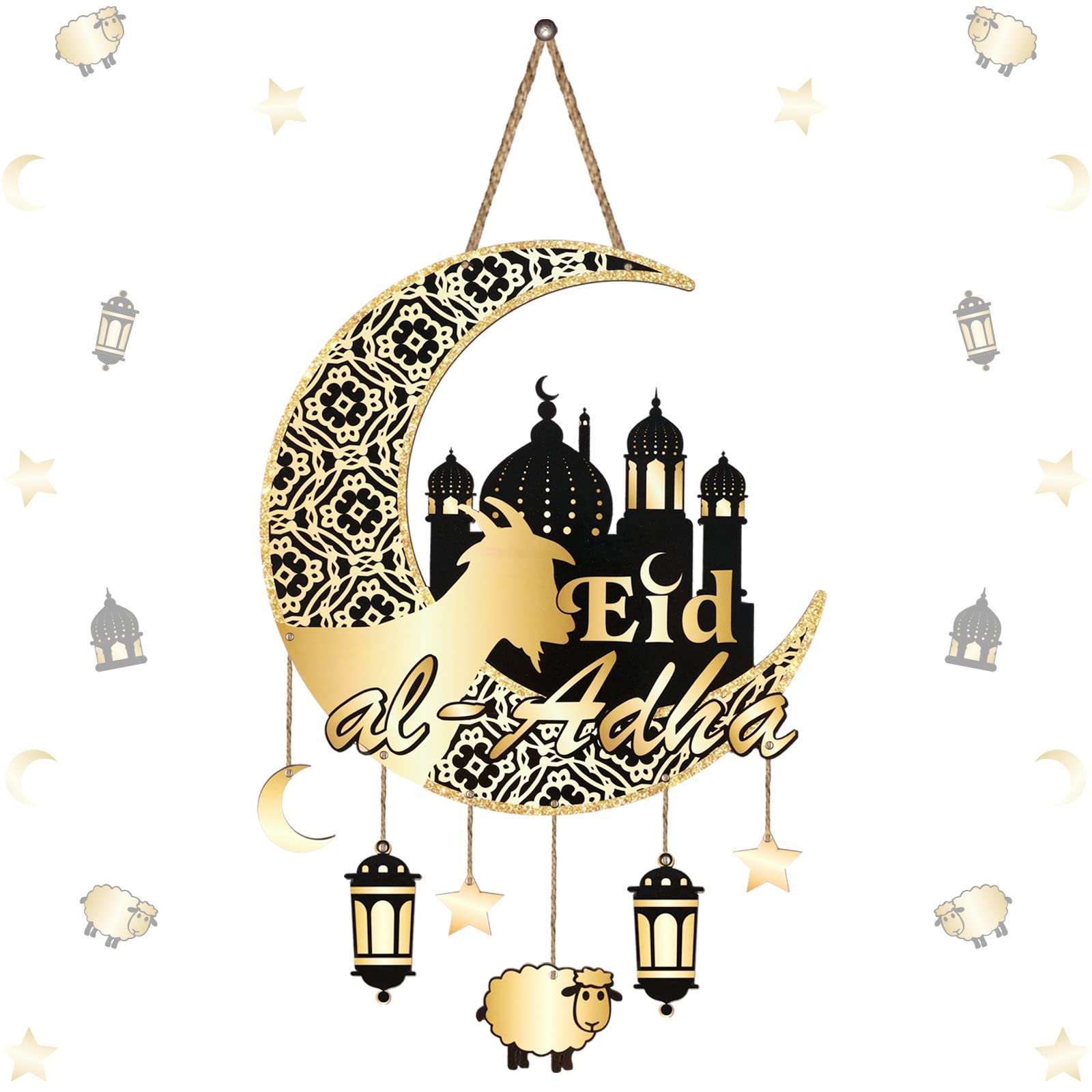 Decorazioni Eid Mubarak Riutilizzabili - Set Lusso Per Ramadan Con Luna E Stelle (Eco-Friendly)