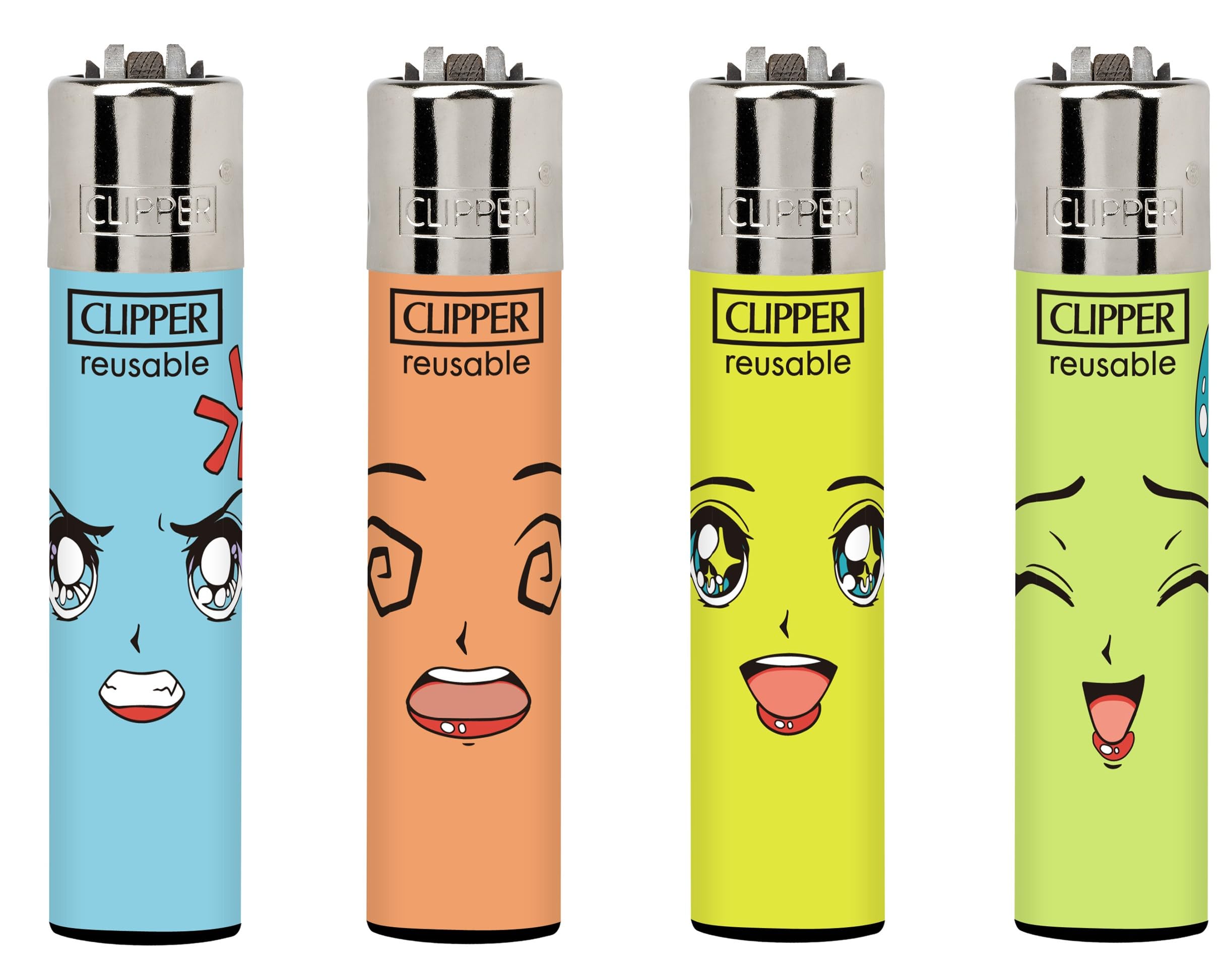 Set of 4 Clipper Lighters – Smiley Faces with Glasses : Amazon.co.uk: Home  & Kitchen
