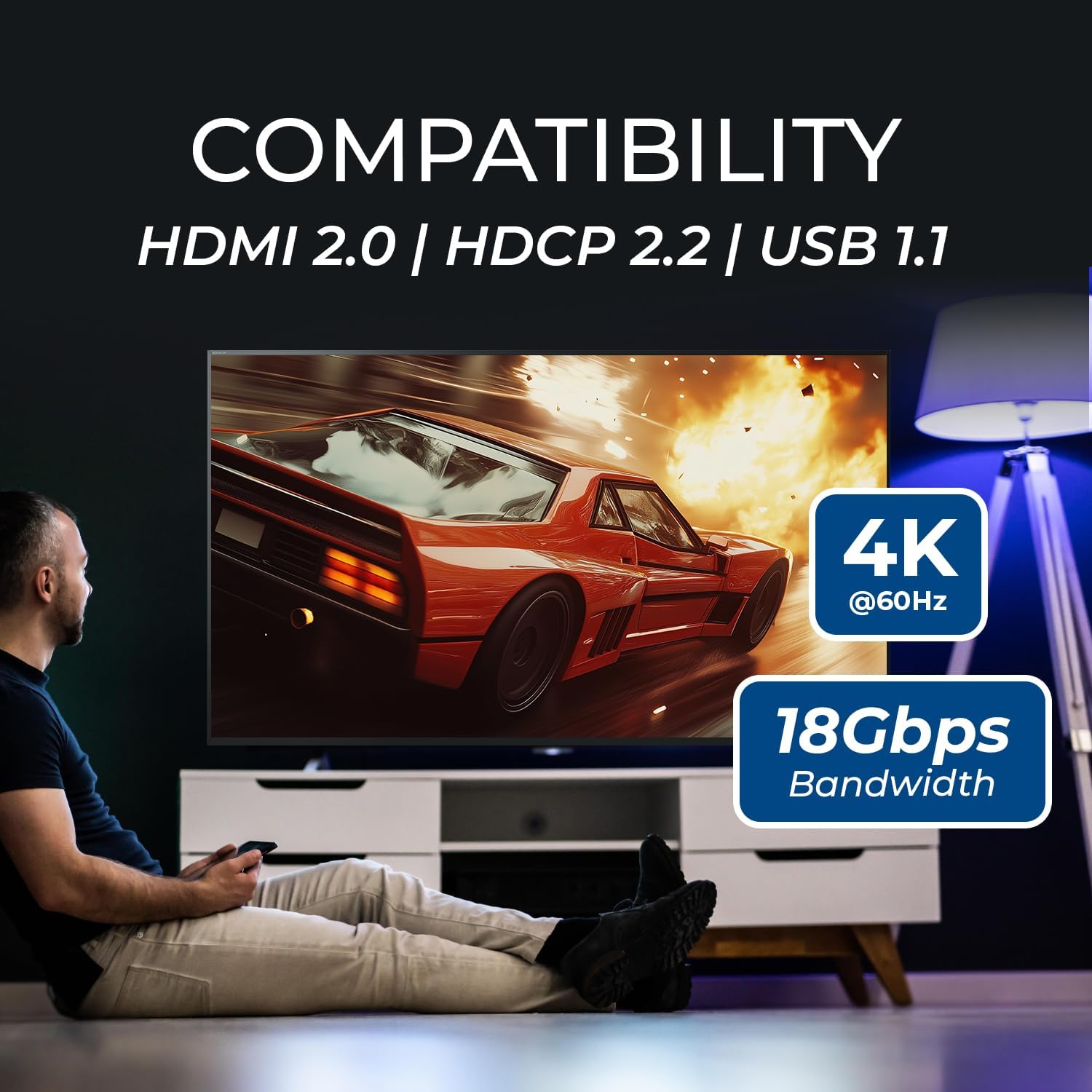 OREI 4K HDMI Extender Over Ethernet With KVM - 4K@60Hz Up To 230 Feet Over CAT 6/7 - USB 1.1 Keyboard And Mouse Support, Loop Out, Power Over Cable