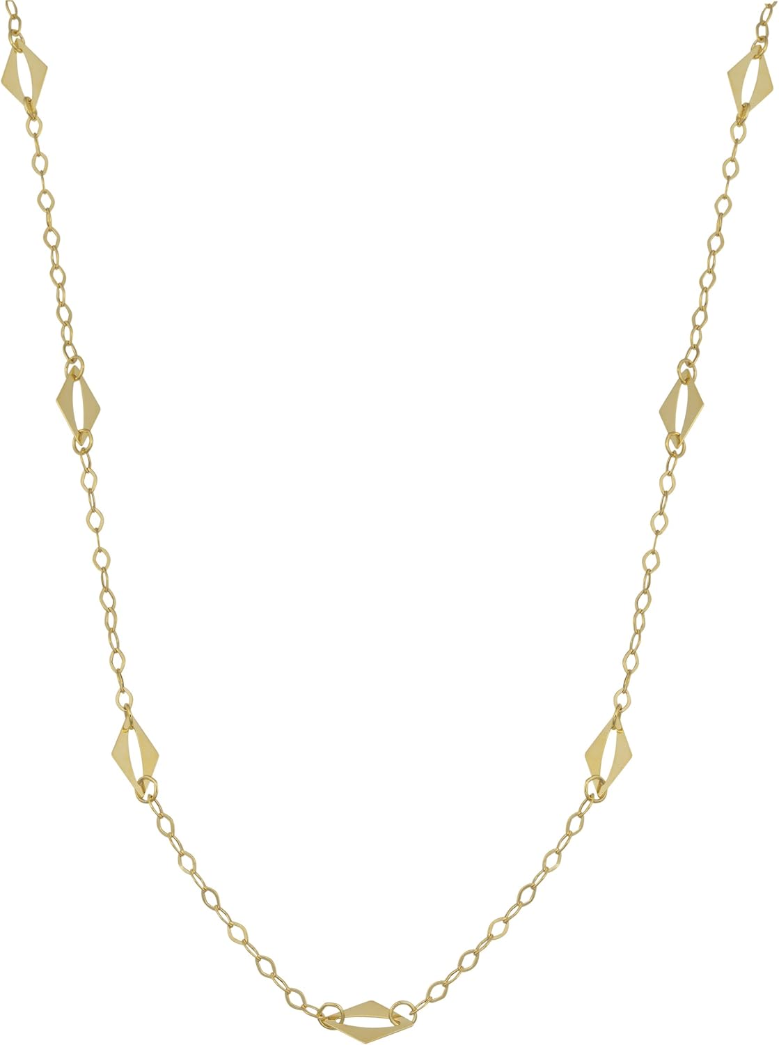 Kooljewelry 10k Yellow Gold Diamond-Shaped Station Necklace