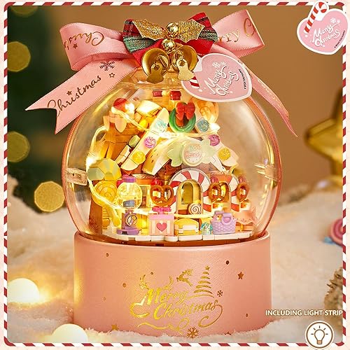 Miniatura 3 de LOZ Mini Blocks 1305 Jelly Bean House - Kit de bloques de construcción de 486 piezas de mini ladrillos con luz, juguete de construcción de Papá Noel