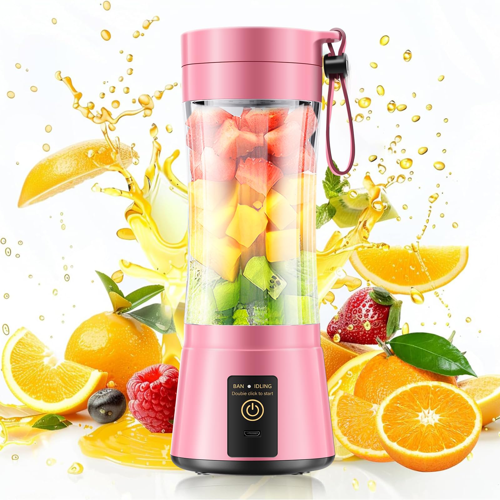 Personal Size Cordless Portable Blender - BAP Free Blender Make Smoothies &amp; Shakes, 12 Oz Juice Cup with 6 Blades, Quickly Squeezed in Office/Picnic/Sports/Home