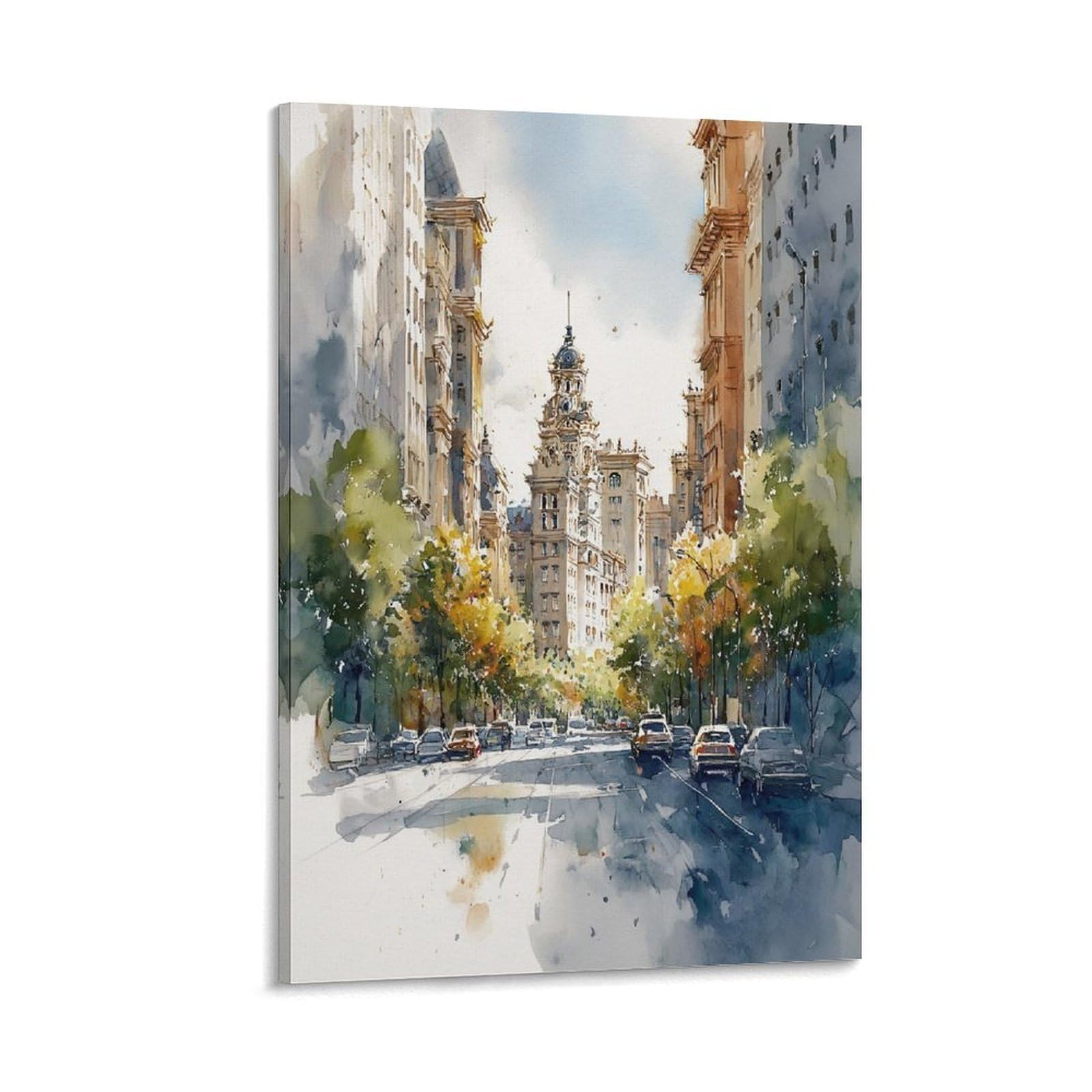 LCYNNH Texas Cityscape 20x30inch(50x75cm) Vintage Travel Poster Watercolor Canvas Art