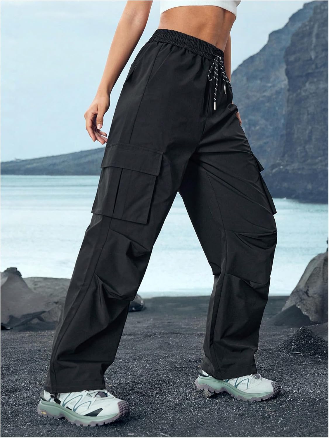 SHENHE Women's Hiking Cargo Pants Waterproof Drawstring Joggers Travel Camping Pants