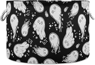 visesunny Collapsible Large Capacity Basket Ghost Cartoon Character Clothes Toy Storage Hamper with Durable Cotton Handles Home Organizer Solution for Bathroom, Bedroom, Nursery, Laundry,Closet