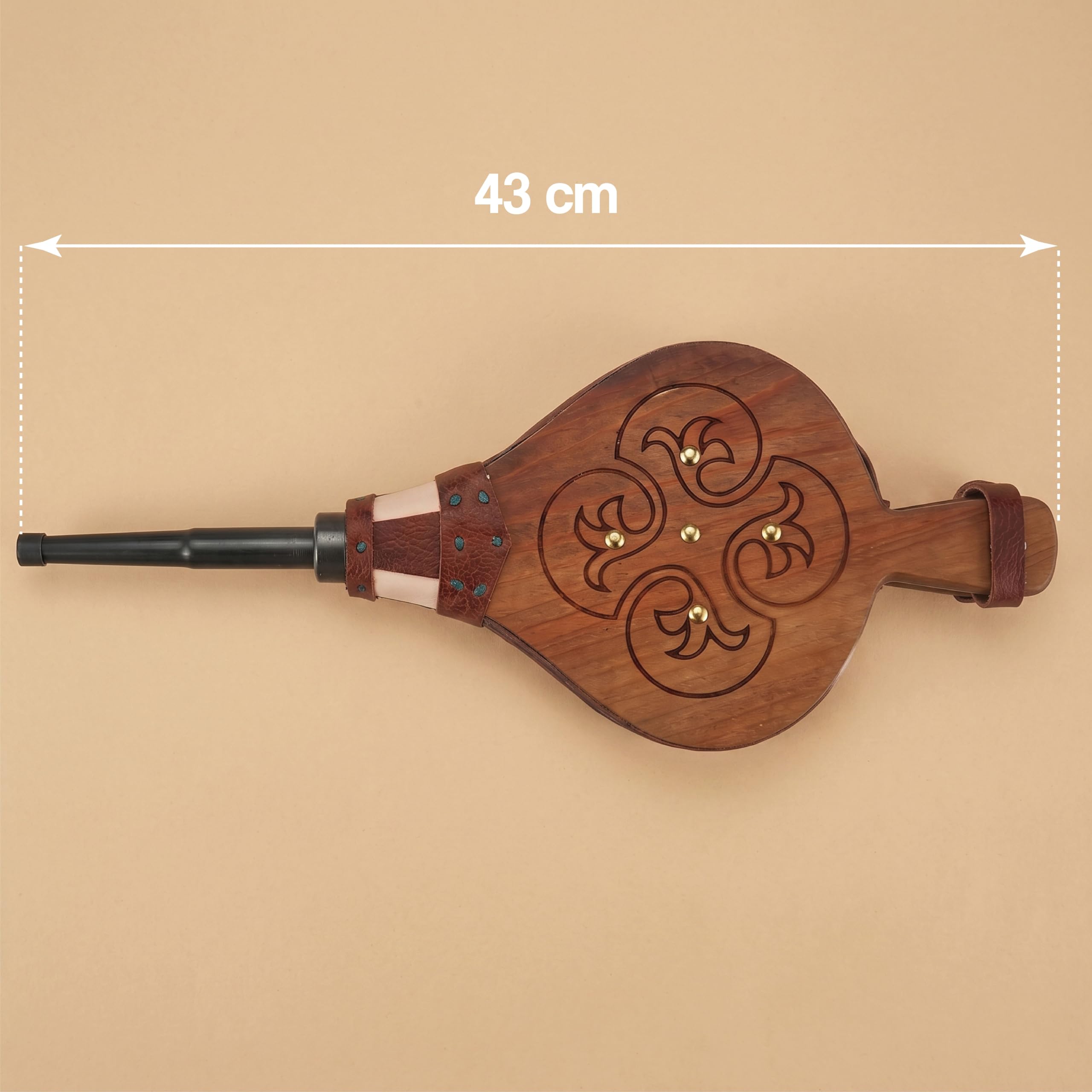 MGE - Soffietto Manuale per Camino e Barbecue - Soffiatore Camino e Barbecue - Mantice in Legno Naturale - Accessori, Utensili a Legna - 43 cm