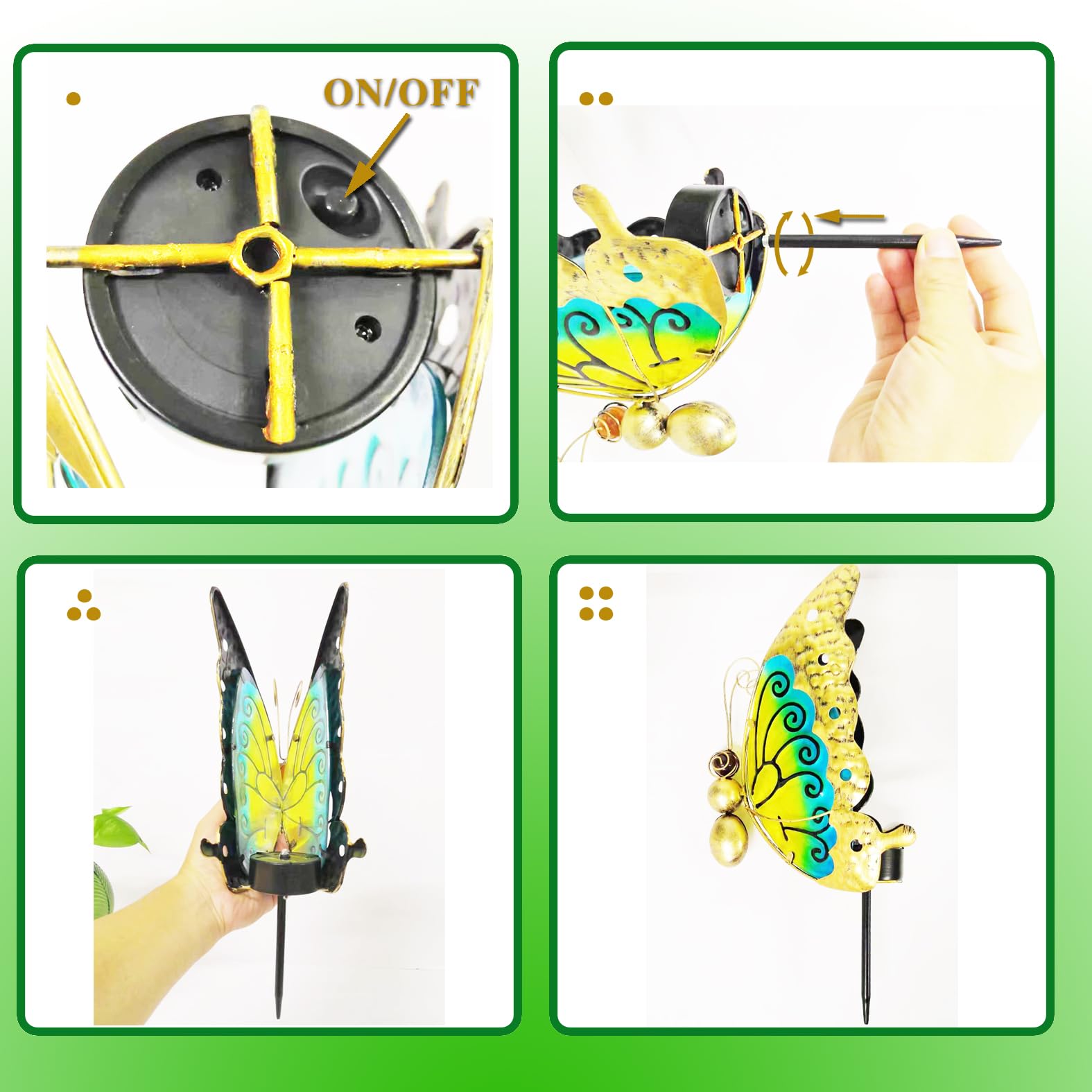 MZX-Techno 2 in 1 Waterproof Solar Butterfly Garden Light