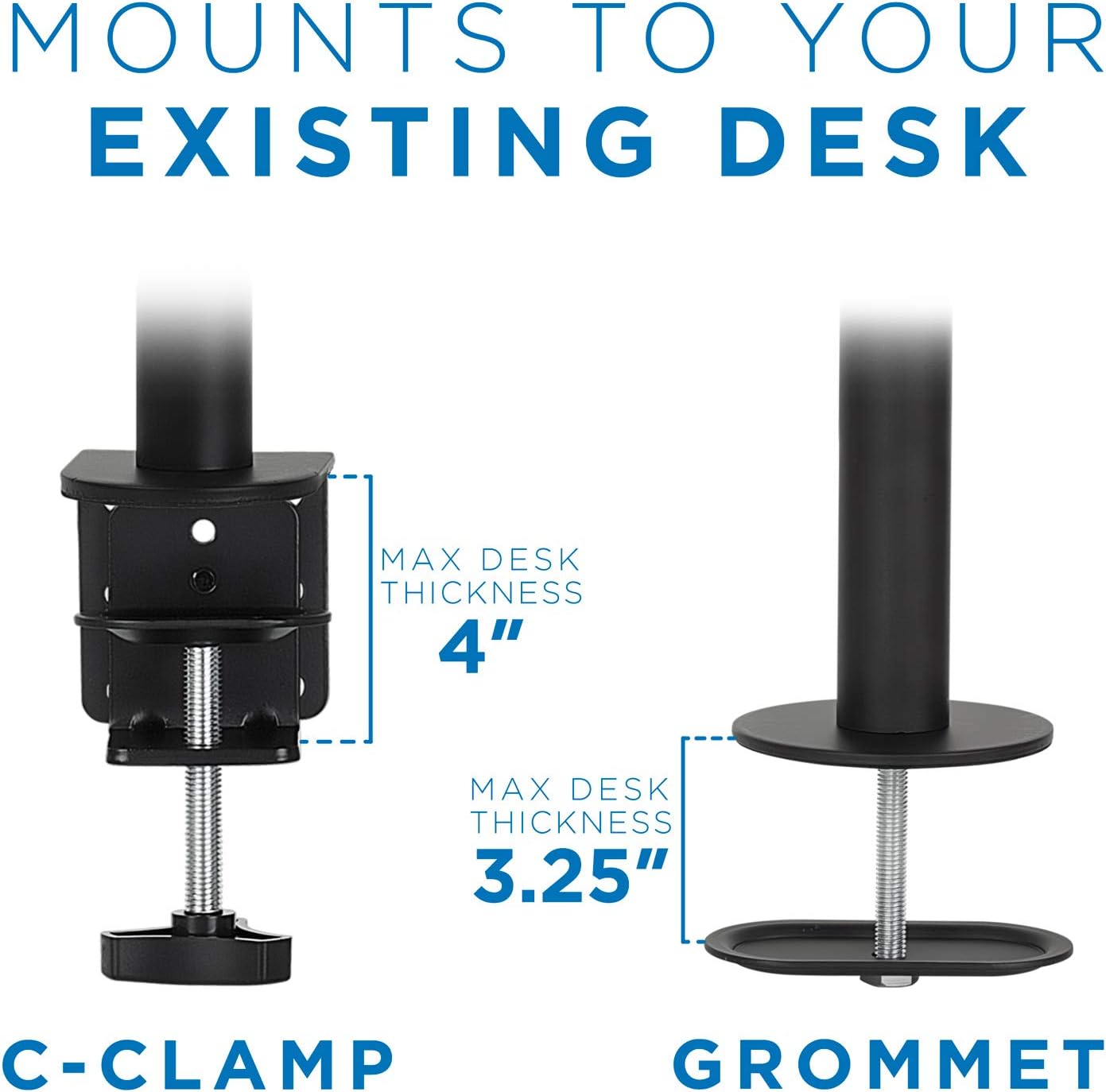 Black Heavy-Duty Adjustable Desk Mount for Monitors and TVs up to 42"