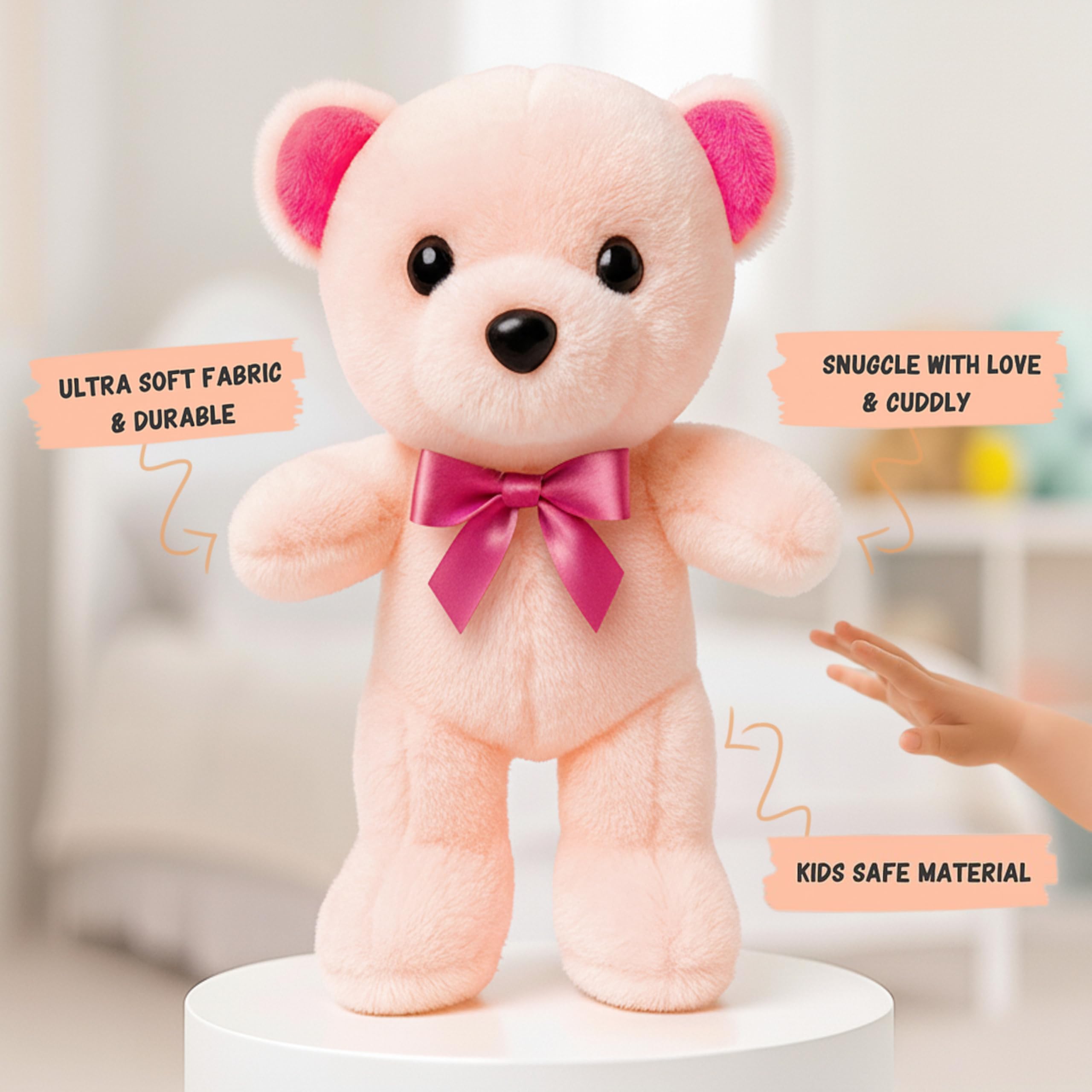 Babique Standing Teddy Bear Stuffed Plush Animal Soft Toys | Teddy Bear | Ideal for Birthdays & Special Occasions Girls/Boys, Baby Kids 23cm