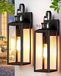 Grandes lumières murales extérieures de 16'' 2-Packs, Accessoires d'éclairage extérieur noir moderne, étanches à l'extérieur Sconces Porch Light pour la maison murale Mount, Lanternes murales de ferme pour porte avant, Patio, Garage