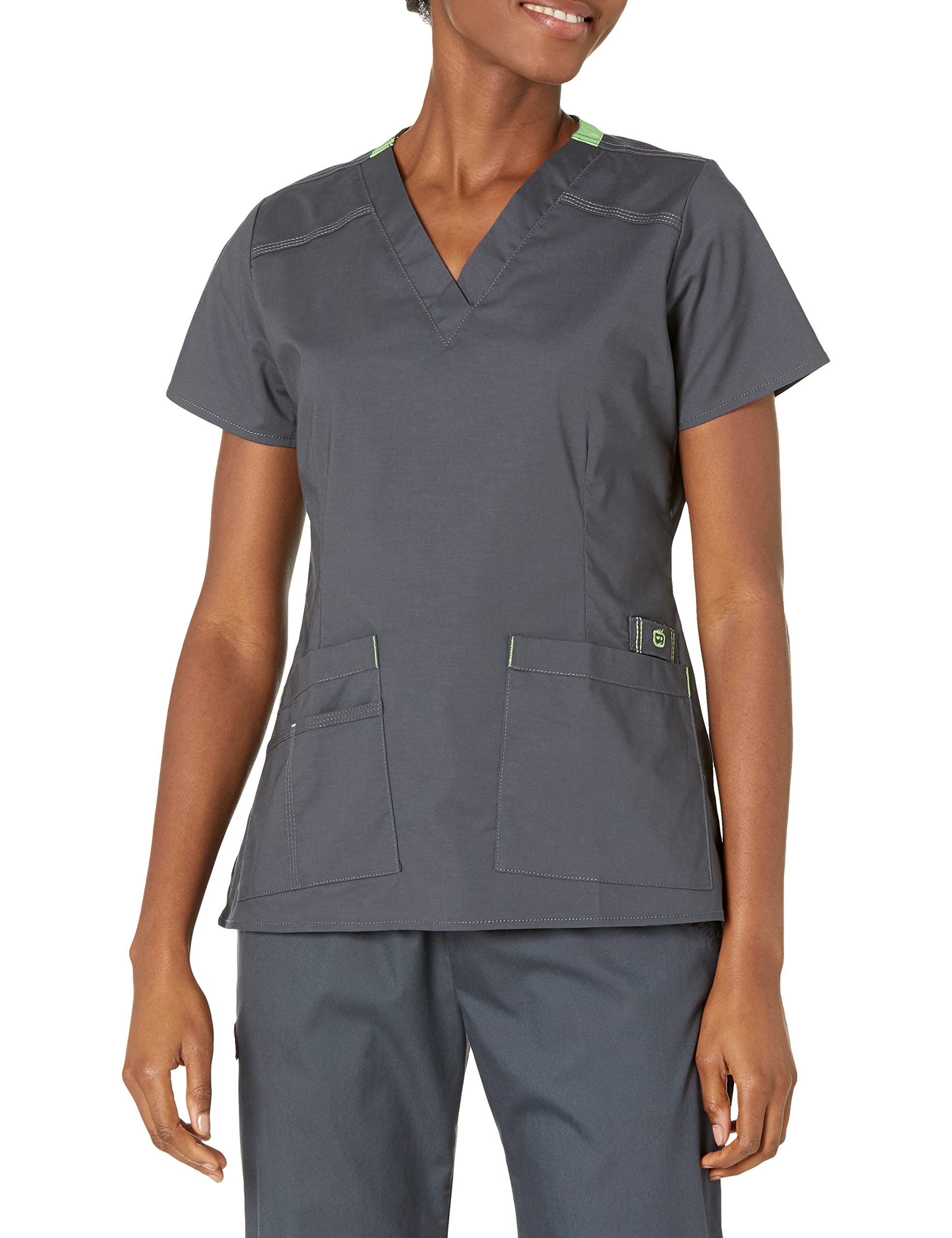 WonderWink Women's Wonderflex Verity Scrub Top, Charcoal, Medium