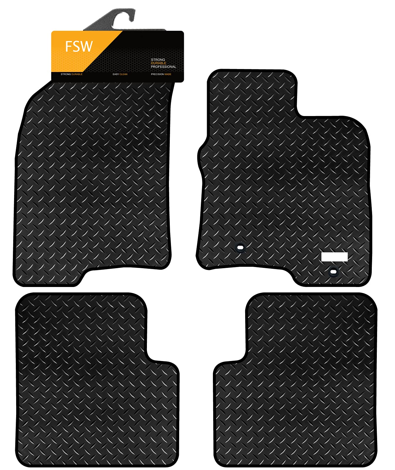 Custom Fit Car Floor Mats For Fiat Panda (2012–2015) – Black Rubber Or Carpet, Front Set With 2 Clips