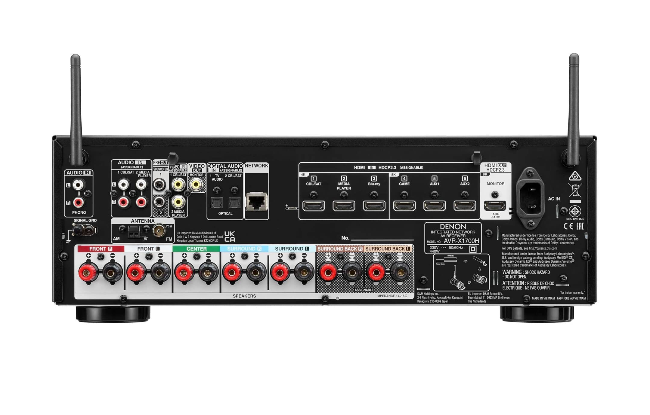 Denon AVRX1700HBKE2 Odbiornik Av, Czarny, 145W