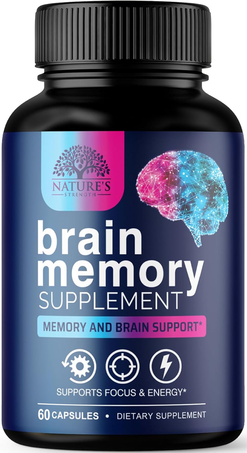 71kwKFvu5SL._AC_SL1500_ Brain Memory Supplement Pills - 3X Strength Nootropics for Concentration, Clarity & Focus Support - Brain Health Cognitive Vitamins with Bacopa, Phosphatidylserine & DMAE, Brain Booster - 60 Capsules