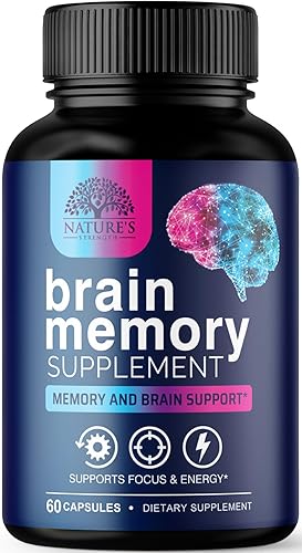 Miniatura 10 de Píldoras de suplemento de memoria cerebral, nootrópicos de fuerza 3 veces para concentración, claridad y apoyo de enfoque, salud cerebral, vitaminas