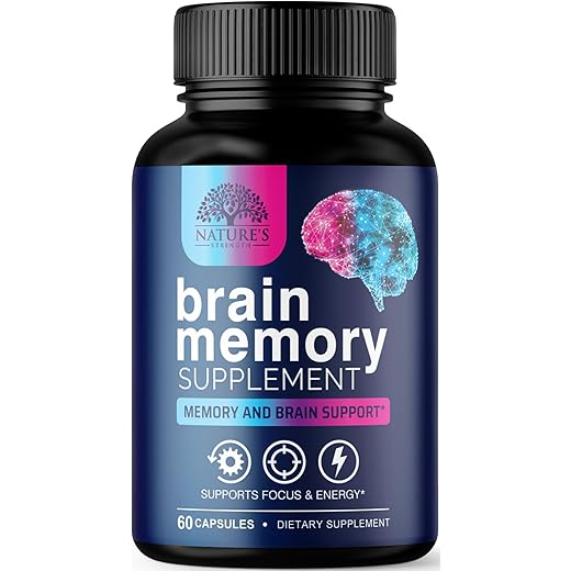 Brain Memory Supplement Pills - 3X Strength Nootropics for Concentration, Clarity & Focus Support - Brain Health Cognitive Vitamins with Bacopa, Phosphatidylserine & DMAE, Brain Booster - 60 Capsules