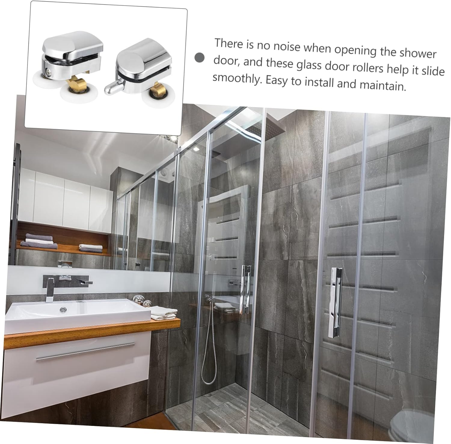 ARTIBETTER 5 Sets Adjustable Shower Door Rollers Replacement Parts for Shower Door Wheels Tub Enclosure Bottom Guides