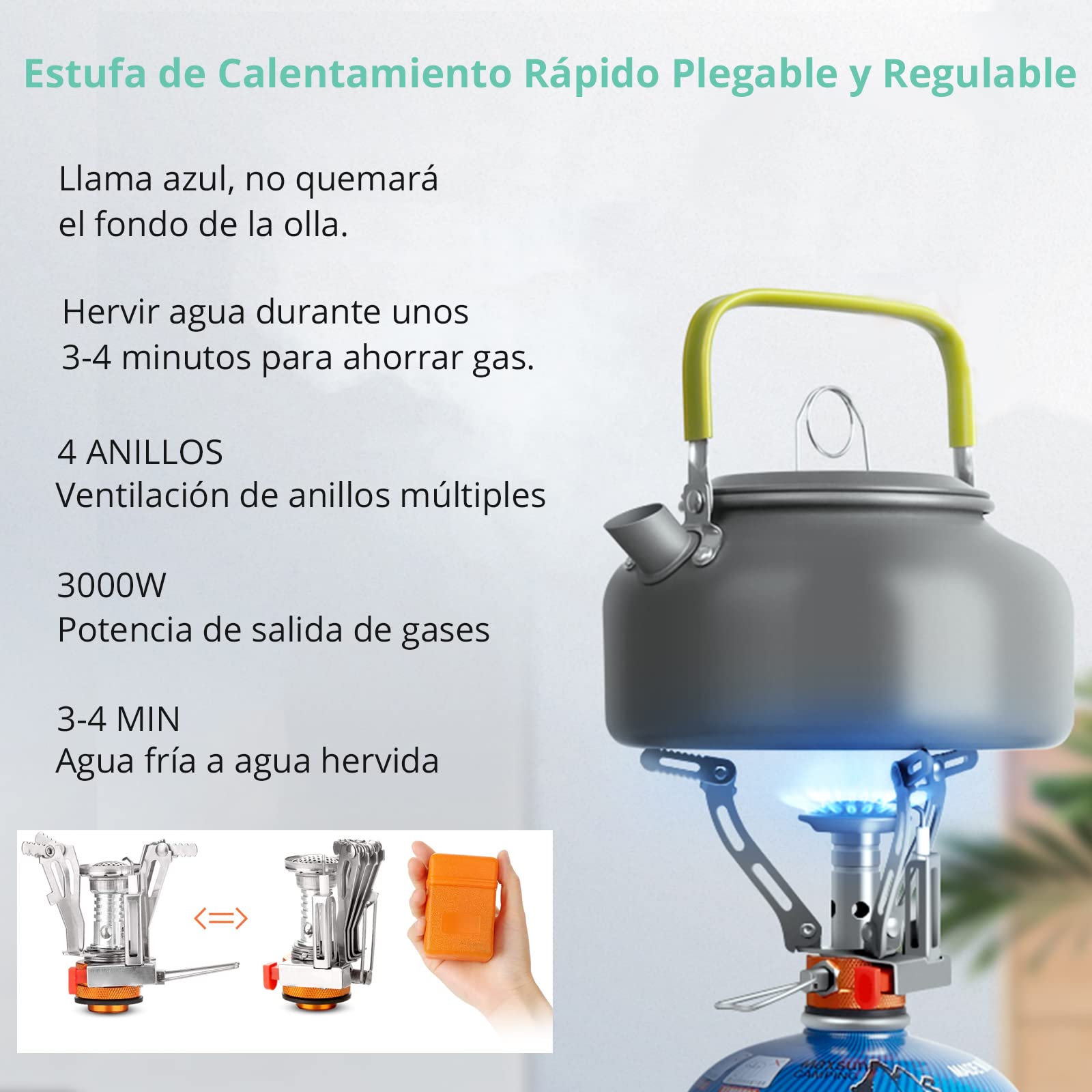 VINTEAM Utensilios Cocina Camping Kit Camping con Certificación FDA Utensilios para Camping con Tipos de Cubos de Agua Portátiles Plegables para Cocinar al Aire Libre/Camping/Senderismo
