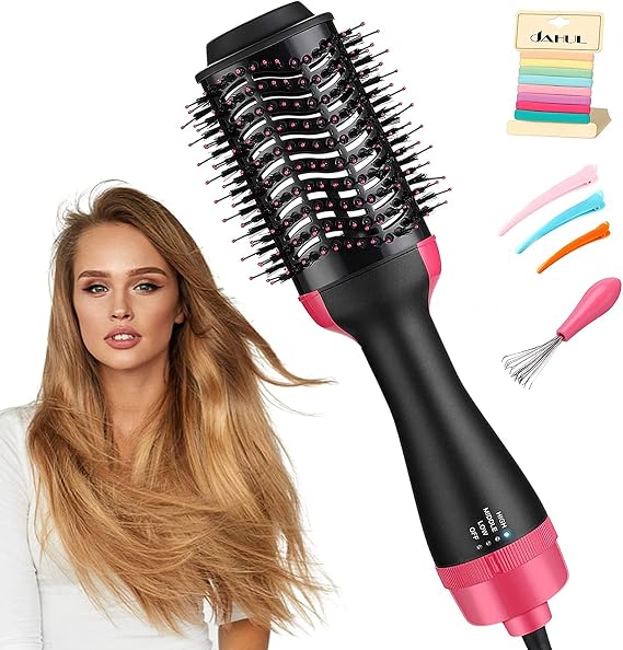 Amazon.com: Cepillo para secador de pelo, JAHUL 3 en 1 cepillo de aire  caliente secador de pelo y voluminizador Styler, salón negativo iónico cepillo  de pelo soplado secador enderezadora y rizador :