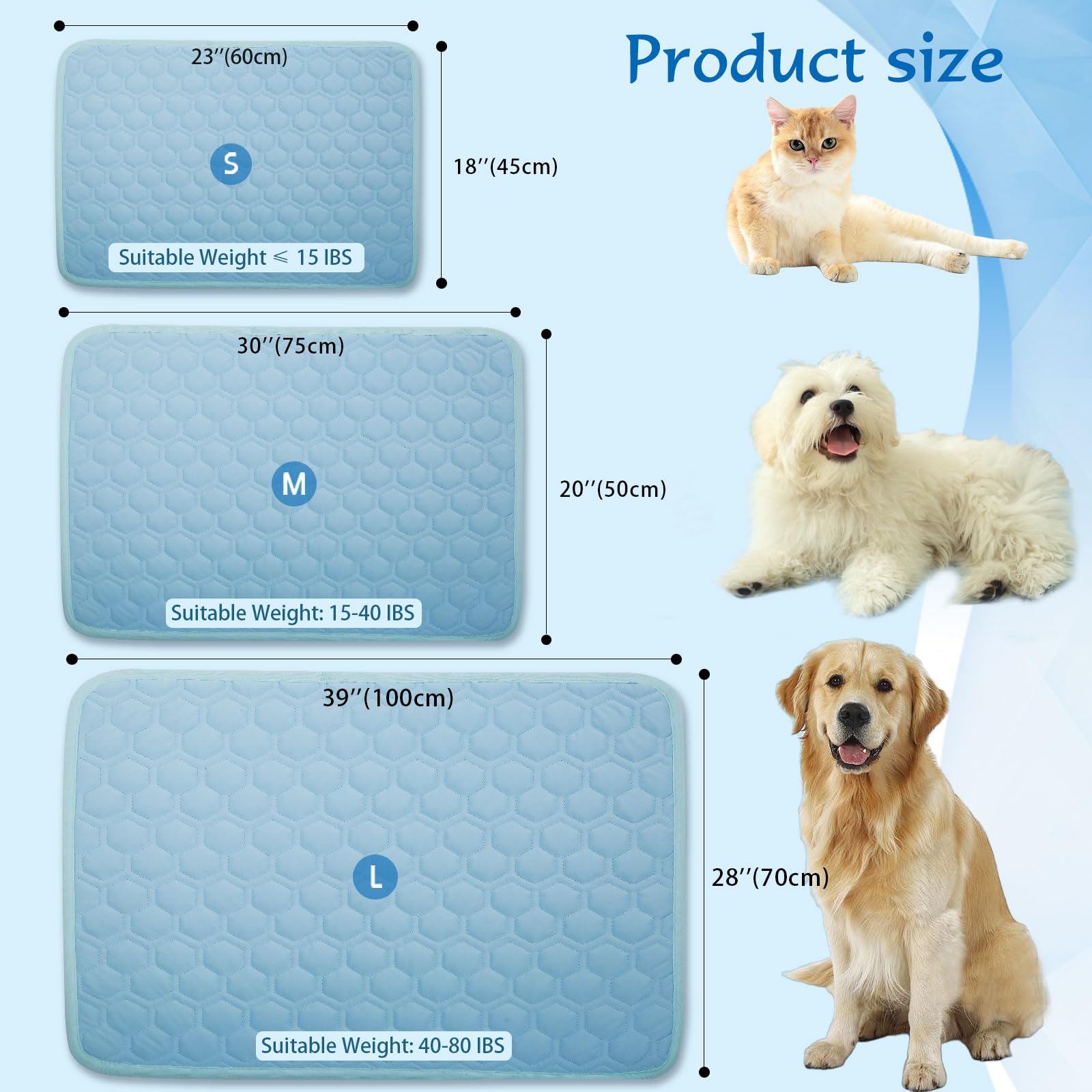 SISROL Arc-Chill Haustier Kühlmatte Hunde Katzen Q-Max 0,5 Waschbar Anti-Rutsch Pad