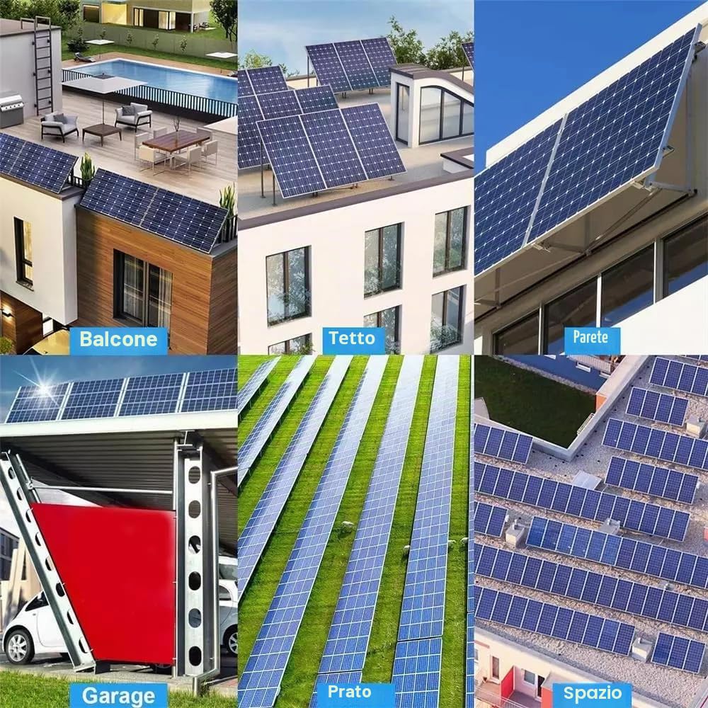 GLIESE Supporto per modulo solare, 118 cm (2 coppie), supporto per pannello solare, supporto per centrali elettriche, in lega di alluminio, modulo PV per 100 W-600 W, angolo regolabile da 0° a 90°, 0%