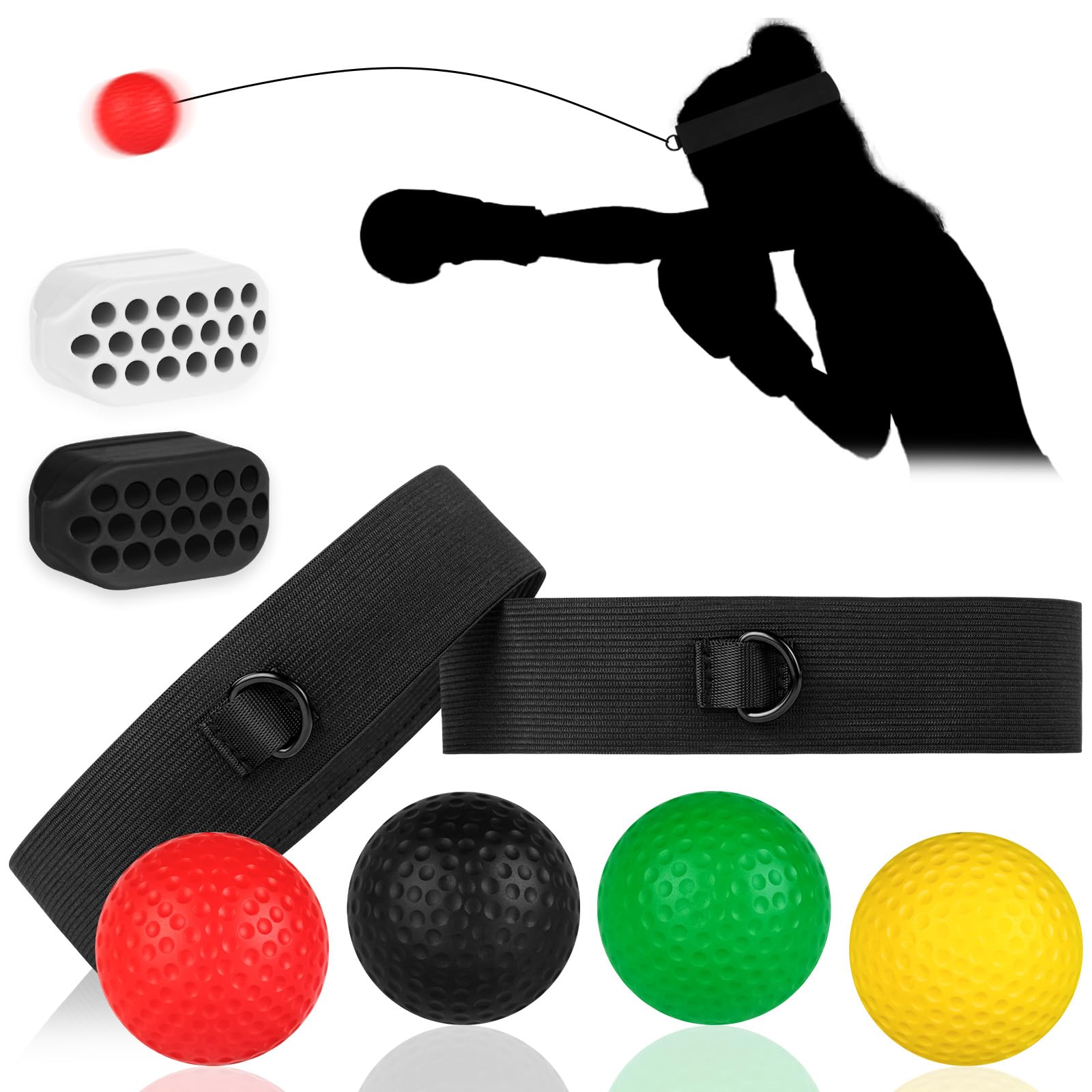 flintronic Pelota de Reflejos Boxeo, Bola de Entrenamiento de Boxeo con Diadema Boxing para Fitness MMA Muay Thai, Mejora Las Reacciones de Velocidad, Enfoque y Coordinación de Mano Ojo