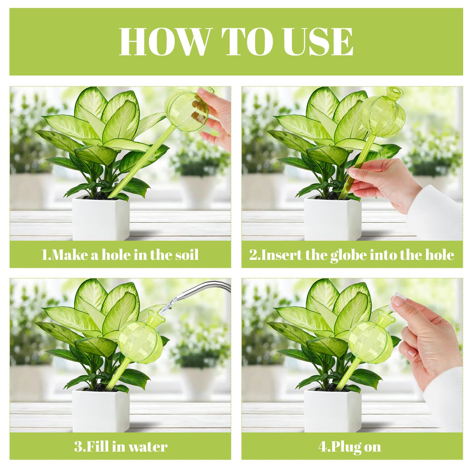Lot de 6 boules d'irrigation automatique pour plantes d'intérieur - 150 ml - Arrosage des plantes d'intérieur - Auto-arrosage - Idéal pour les vacances, le quotidien