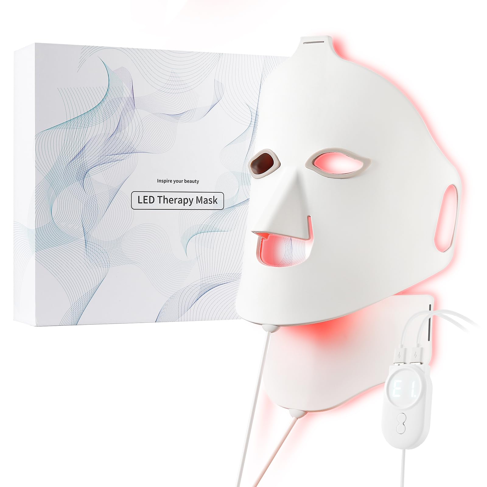 Led Maske Gesicht,Weiches Silikon,LED Lichttherapie Gesichts | Red Light Therapy Face，Hautverjüngung, Straffung & Aufhellung, Faltenglättung
