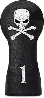 Golf Skull Skeleton Head Cover Golf Club Black Leather Headcovers Set Fits Driver Fairway Wood Hybrid Utility Putter Iron Wedge Headcover.