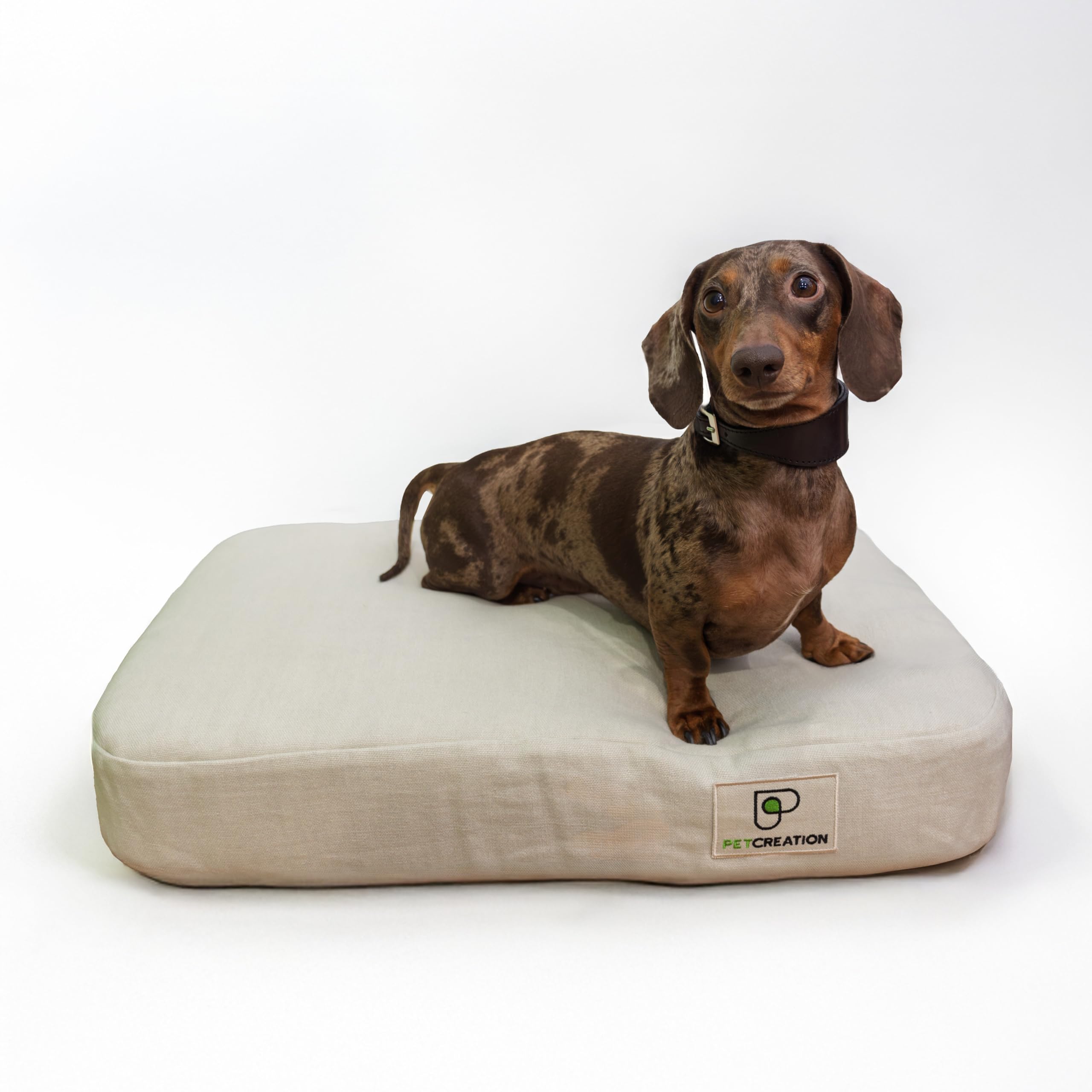 Cuccia per Cani in Memory Foam con Rivestimento in Lino e Fodera Silver Coolmax® – Comfort, Igiene e Stabilità Cuscino Ortopedico per Cani Antibatterica e Fondo Antiscivolo (Avorio, L 90x63 cm)