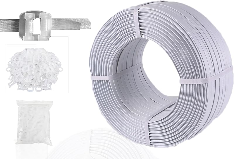 Kit de flejado de bandas, kit de flejado de plástico para embalaje, herramienta de flejado de caja, correas de embalaje de flejado de poliéster de 754' x 5/8'' y 200 piezas de hebillas de plástico, embalaje manual