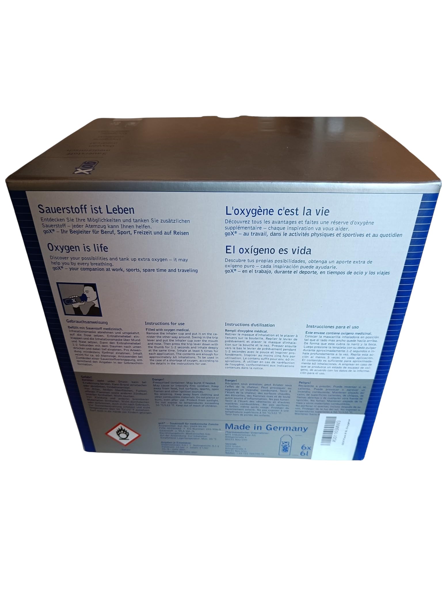 Pack de 6 Canettes d'Oxygène Pur goX 6L pour Mieux Respirer