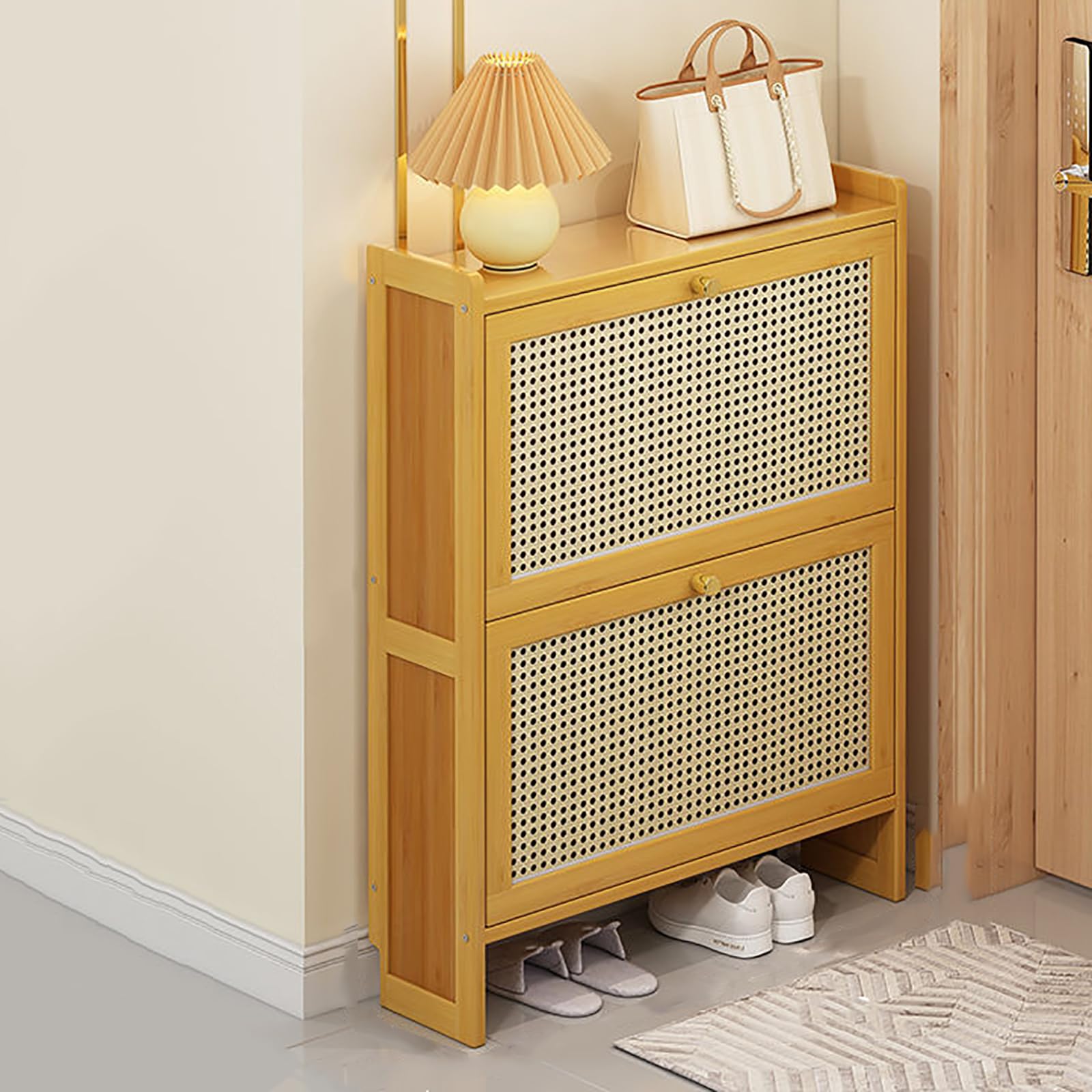 Amazon｜靴 収納 省スペース、玄関収納、扉付き収納棚、スリッパ置き