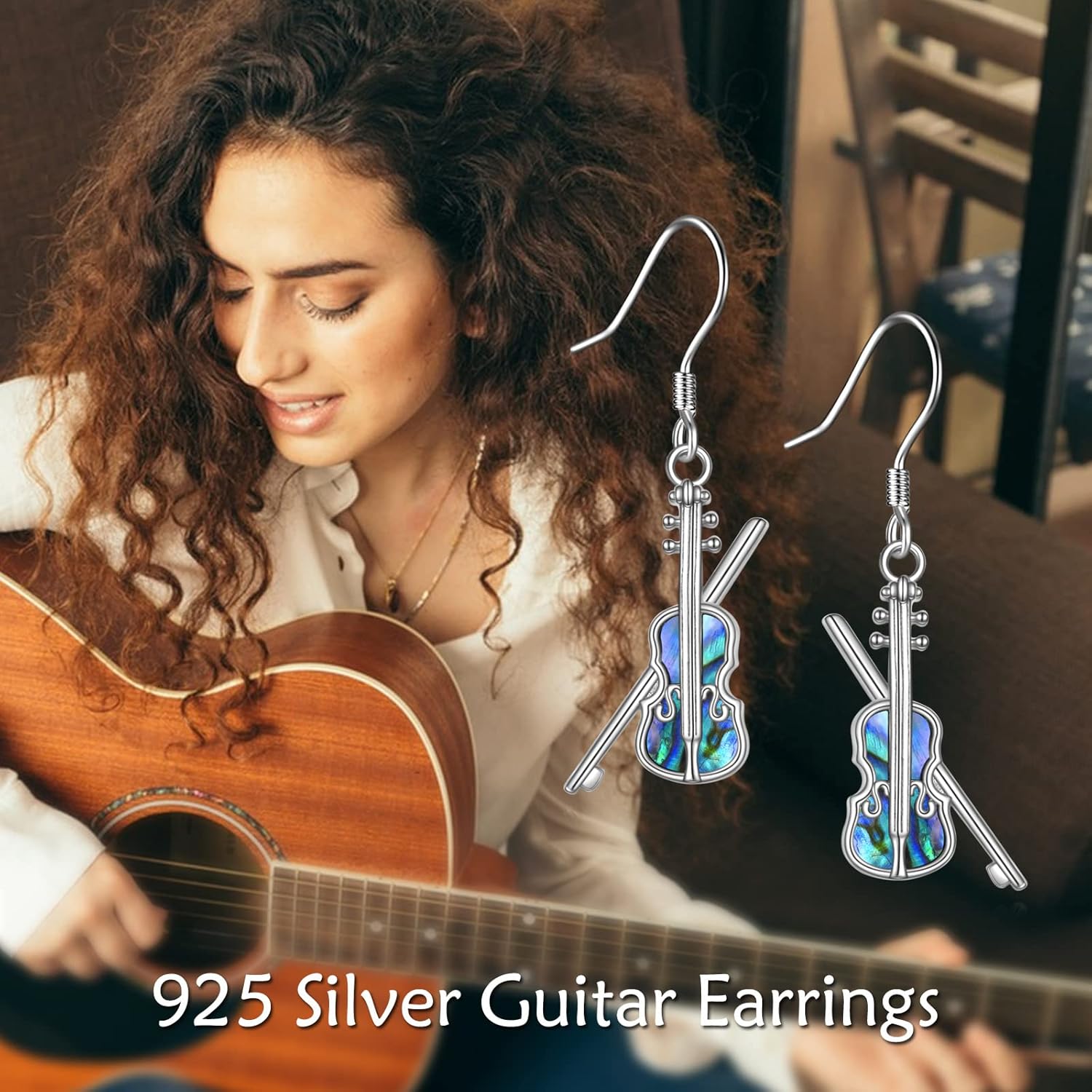 YAFEINI 925 Sterling Silver Violin Cello Guitar Trombone Flute Dangle Drop Earrings for Women Music Lovers Jewelry Gifts - Image 5