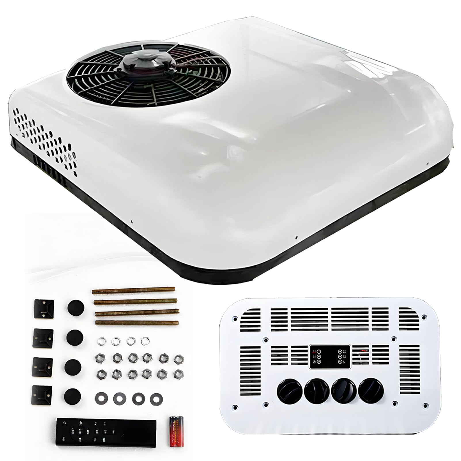 Pxkvrin Cold/Hot Air Conditioning Motorhome, Camper A/C Unit, 12 Volt Dc Motorhome Air Conditioner, Fast Heating & Cooling, For Campers Motorhomes, Trucks, Vans. -12V